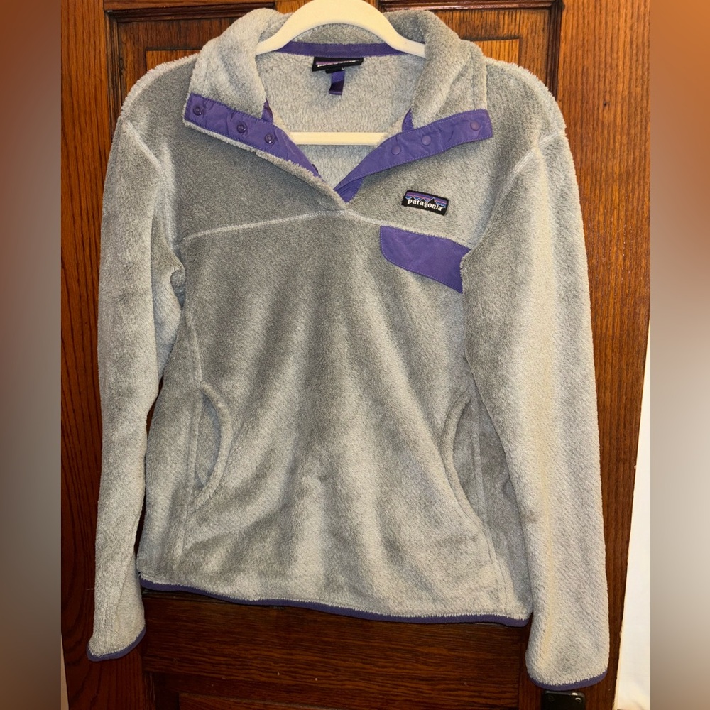Patagonia Gray and Purple Fleece Jacket